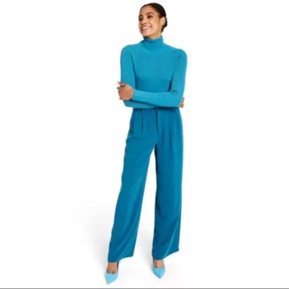 Sergio Hudson Pants - Women's Teal High-Waist Wide Leg Tailored Trousers -Sergio Hudson x Target S NWT